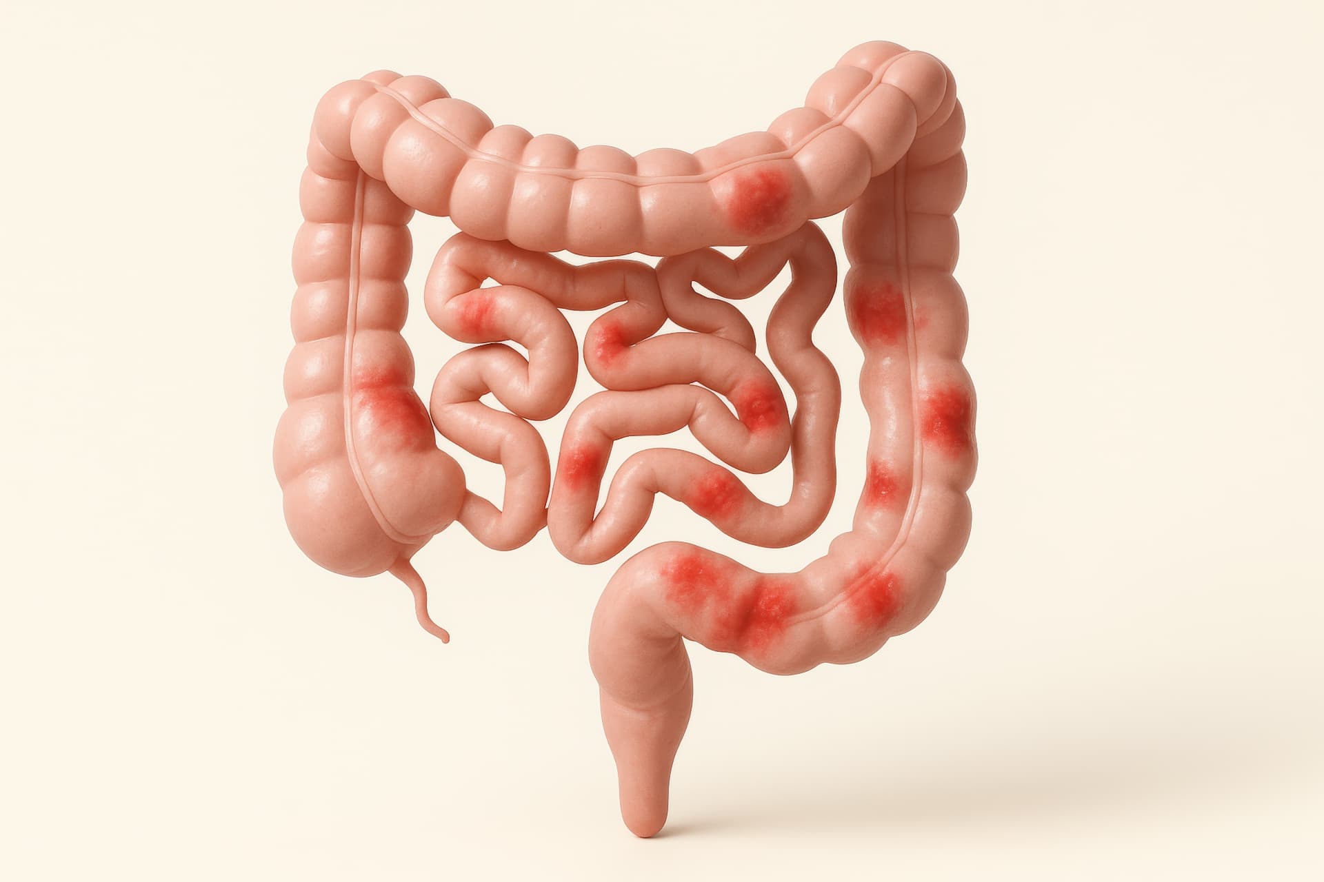 Inflammatory bowel disease illustration showing intestinal inflammation