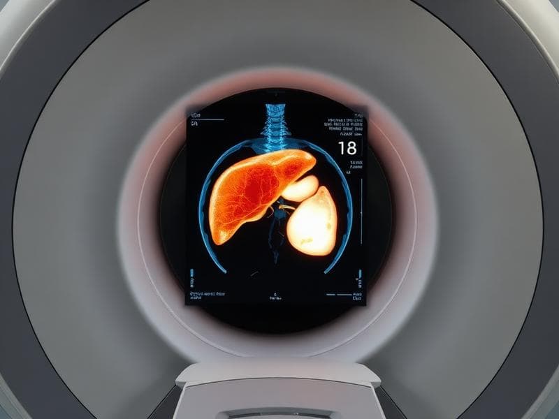 MRI scan showing liver fat quantification