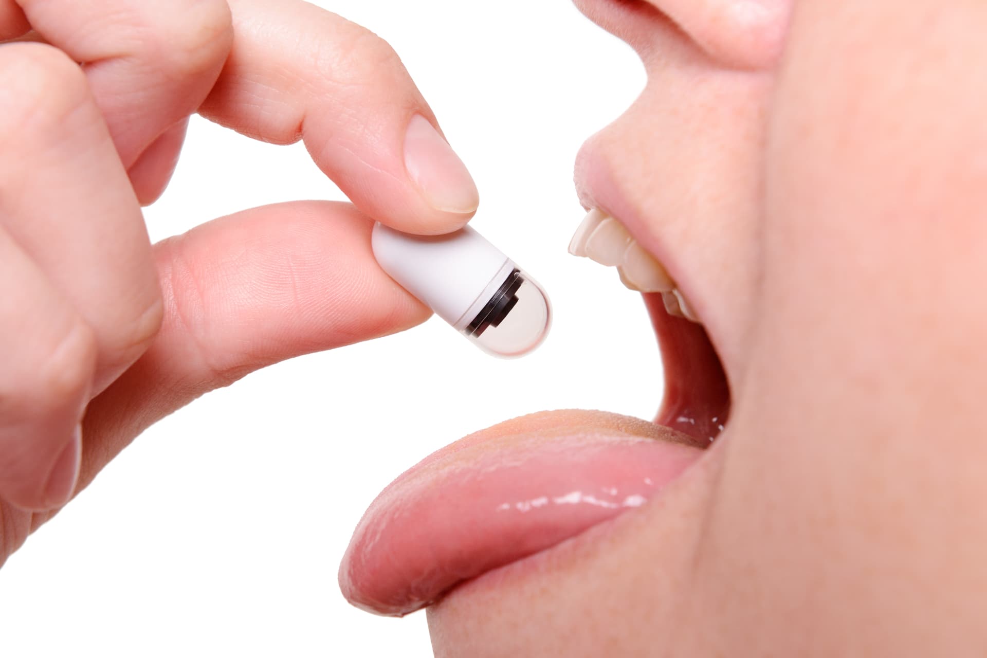 Patient swallowing video capsule endoscopy device